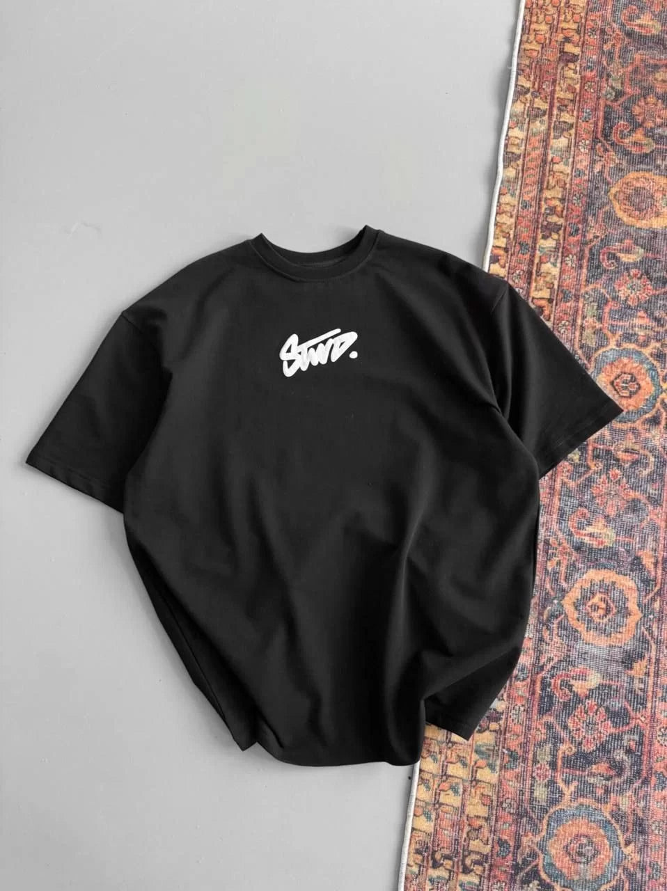 Kadın Baskılı Oversize T-shirt - Siyah