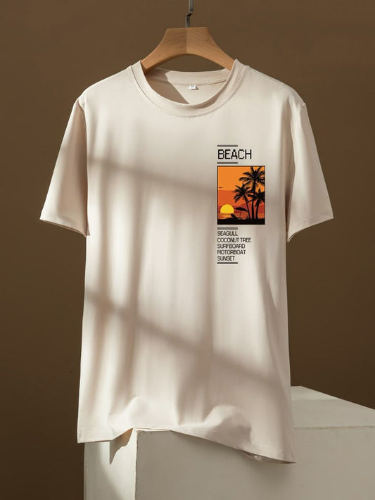 Baskılı Oversize Bisiklet Yaka T-shirt