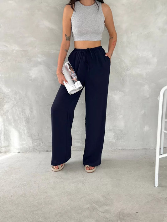 Ayrobin Oversize Kadın Pantalon - Lacivert