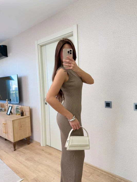 Fitilli Triko Elbise Maxi Uzun boy - Vizyon