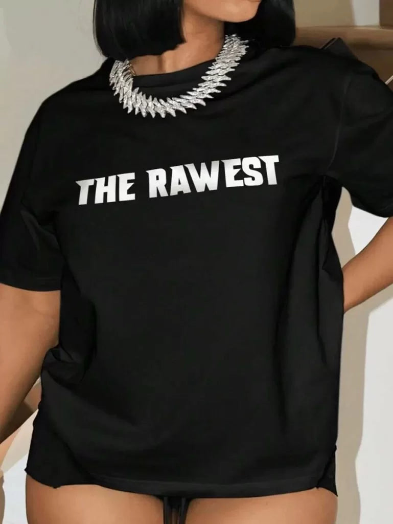 Kadın Baskılı Oversize T-shirt - Siyah