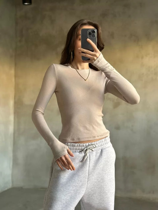 Parmak Geçmeli Buzi Body - Bej